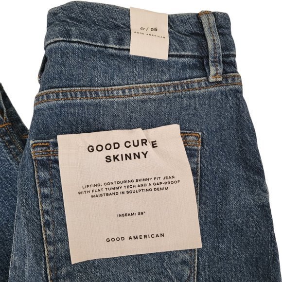 Women's Good American Curve Ankle Straight Blue High Rise Jeans - Picture 5 of 10